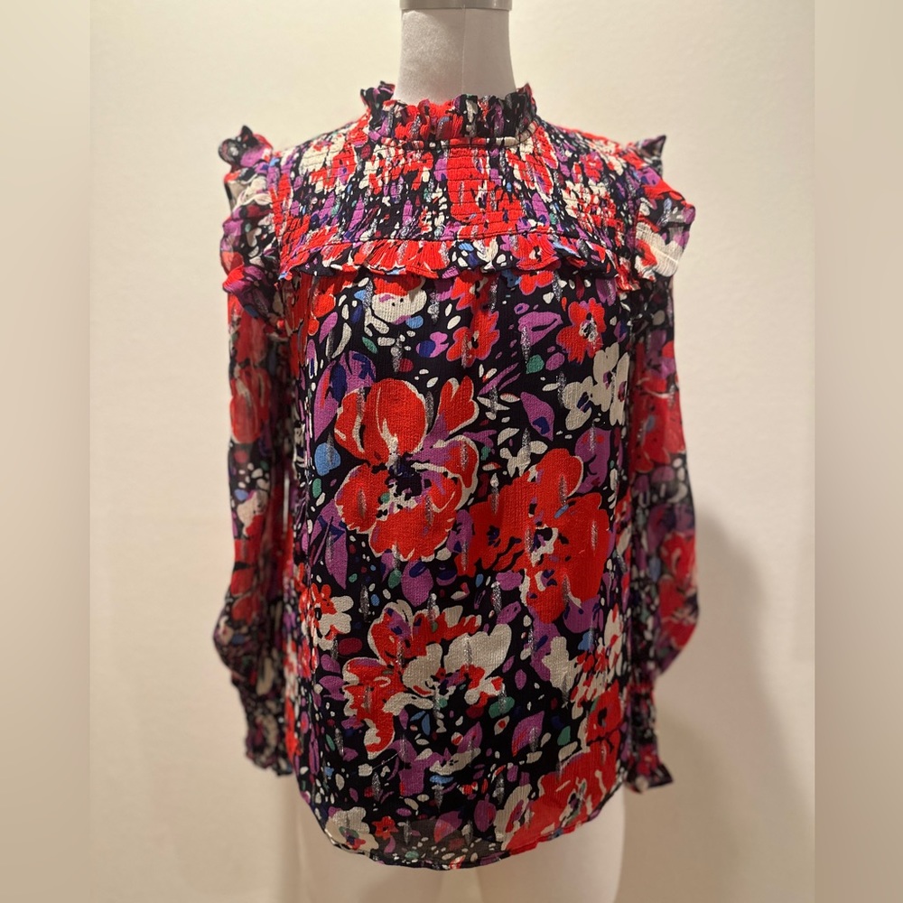 Jcrew lurex chiffon blouse